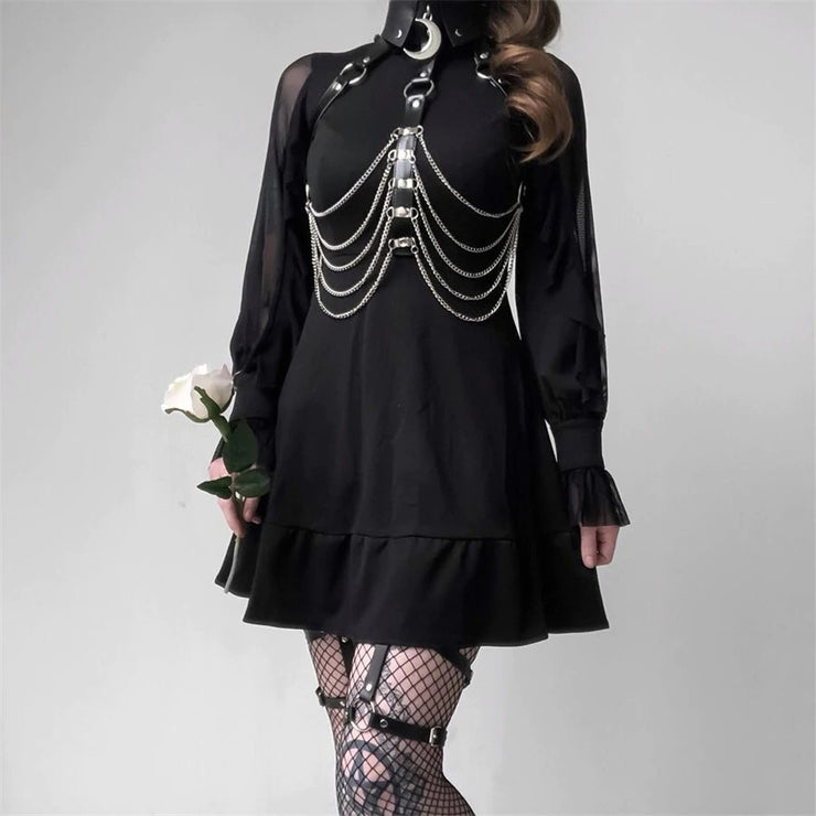 Leather gothic body chain