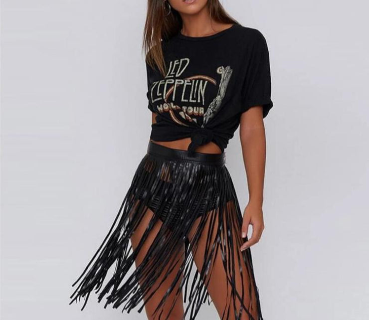 Leather Fringe Skirt