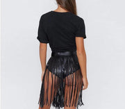 Leather Fringe Skirt