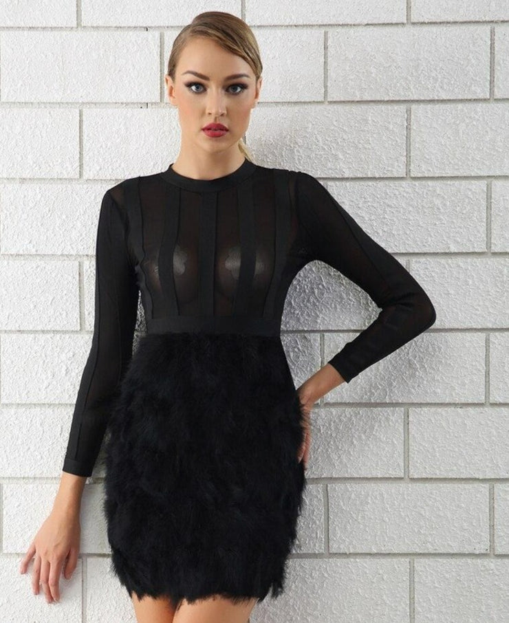 Larissa Black Feather Design Dress