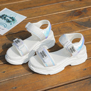 White Sports Flatform Sandals with Chunky Velcro fastening