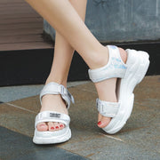 White Sports Flatform Sandals with Chunky Velcro fastening