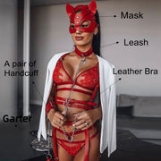 Sarah Secret Red Leather Harness Full Set