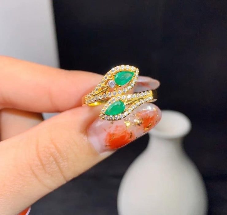 Josephine heart style emerald ring
