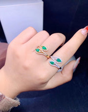 Josephine heart style emerald ring