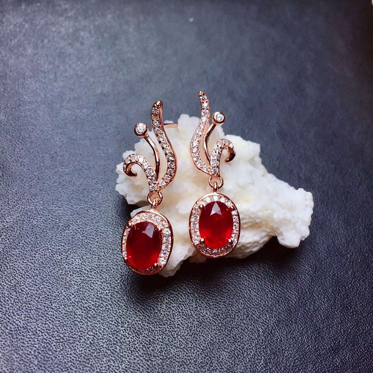 Jacky red ruby gemstone earring