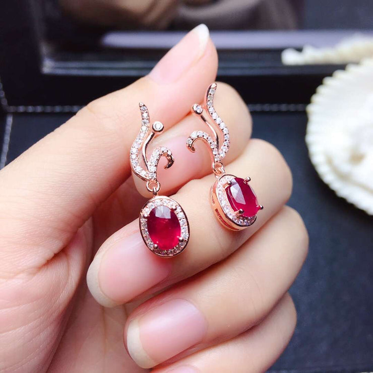 Jacky red ruby gemstone earring