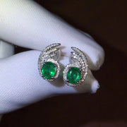 angel wing style green emerald earrings