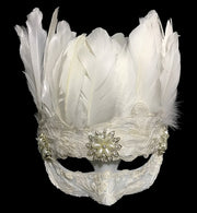 Gothic White Feather Mask