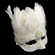 Gothic White Feather Mask